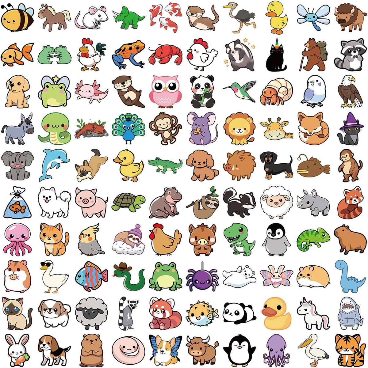 100PCS Cute Animals Small Stickers Pack