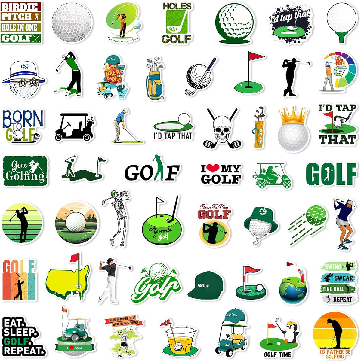 Golf Stickers 50Pcs for Laptop Bike Luggage Graffiti Patches Guitar Sticker for Skateboard Luggage Bike Bumper, Kid/Teen Gift