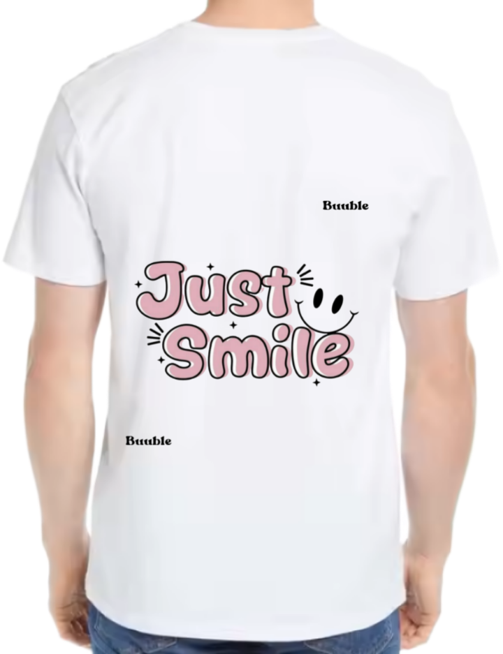 Just Smile t- shirt One Size White back 82