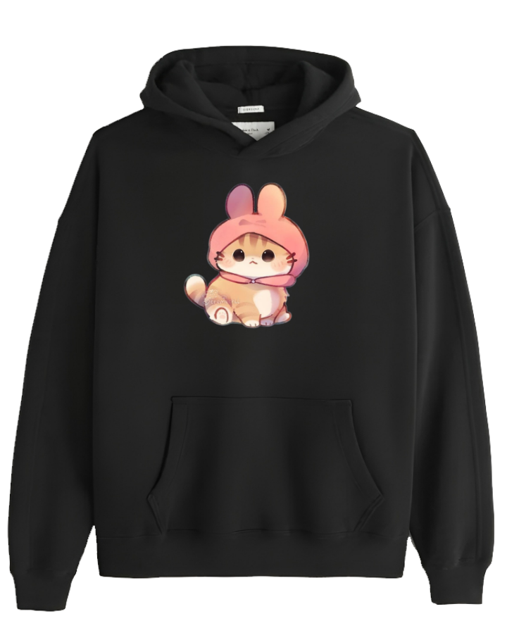 cat Oversize Hoodie Black 82