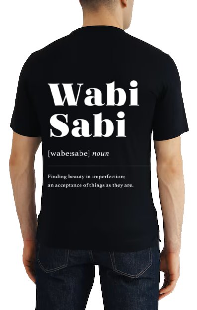 Wabi Sabi Back text One Size t- shirt Black Back 80