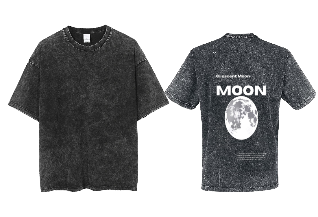 Moon Back text One Size t- shirt Washed Back 63