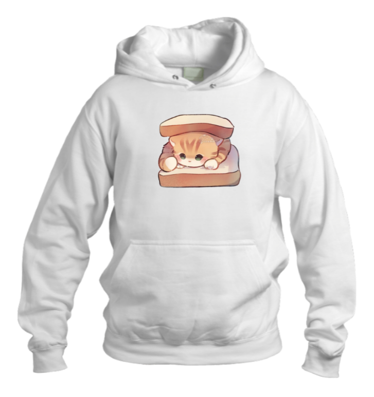 cat Oversize Hoodie White 85