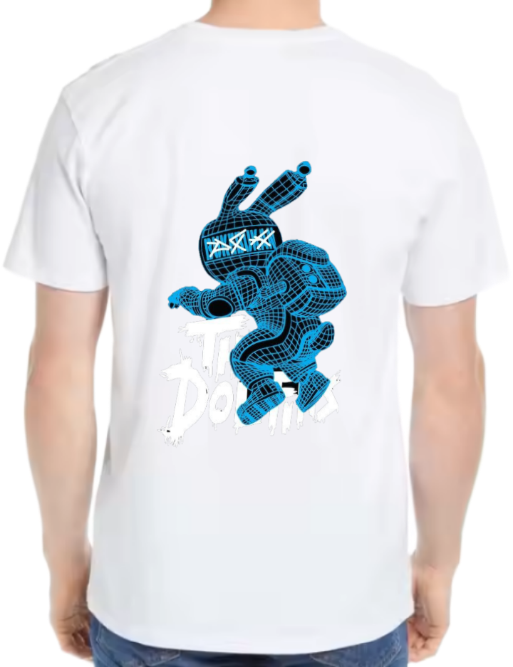 Wireframe Bunny Back text One Size t- shirt White Back 84