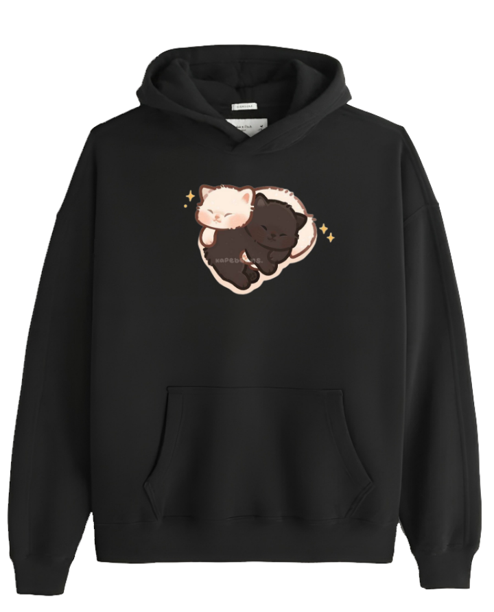 cat Oversize Hoodie Black 87