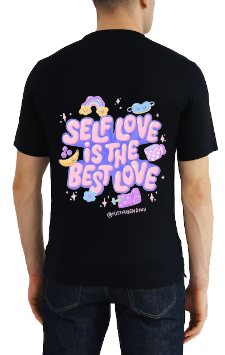 SELF LOVE IS THE BEST LOVE t- shirt One Size Black back 88