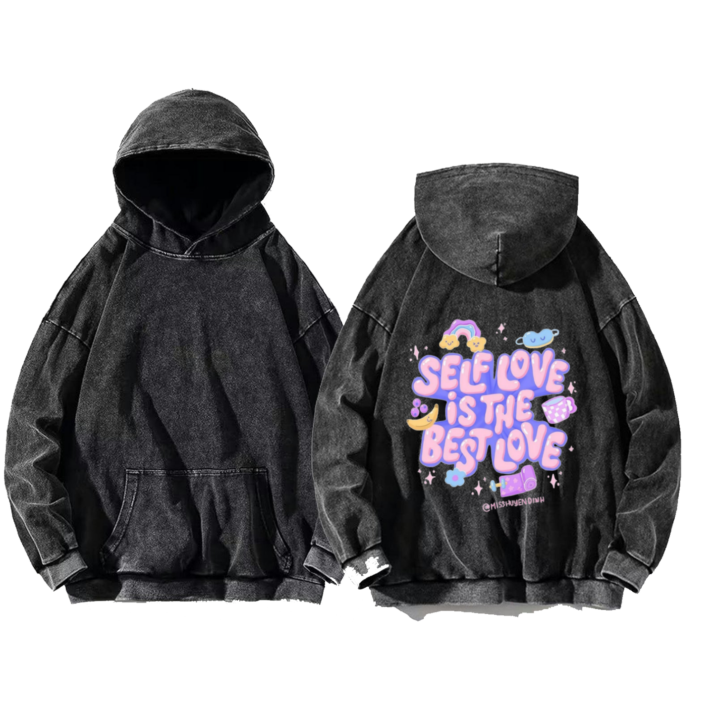 SELF LOVE IS THE BEST LOVE One Size hoodie Washed Back 71