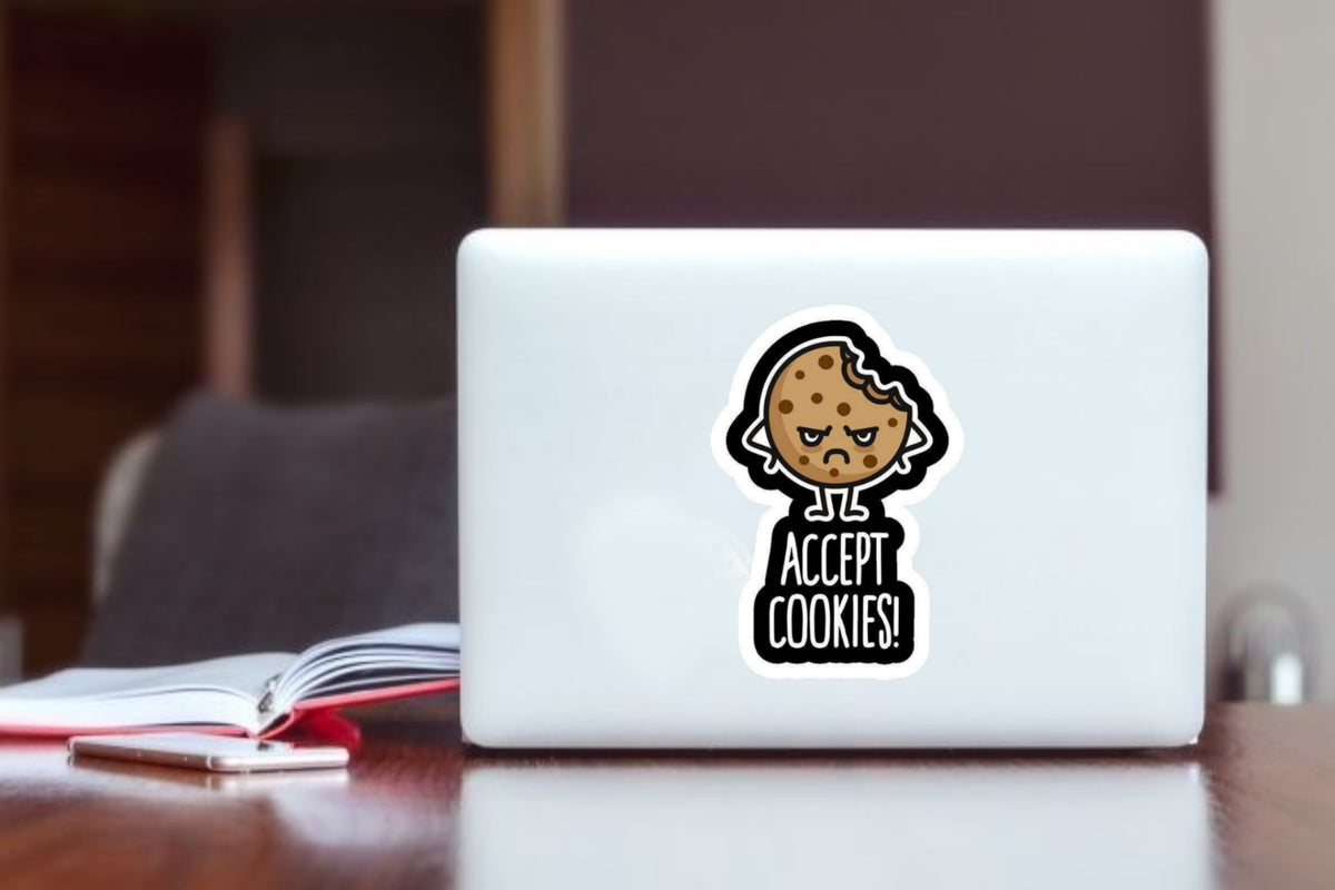 Accept Cookies" Funny Programmer Sticker, Sarcastic Tech Cookie Vinyl Decal, Aesthetic Waterproof Laptop Sticker for Water Bottles, Coding & Tech Humor Gift