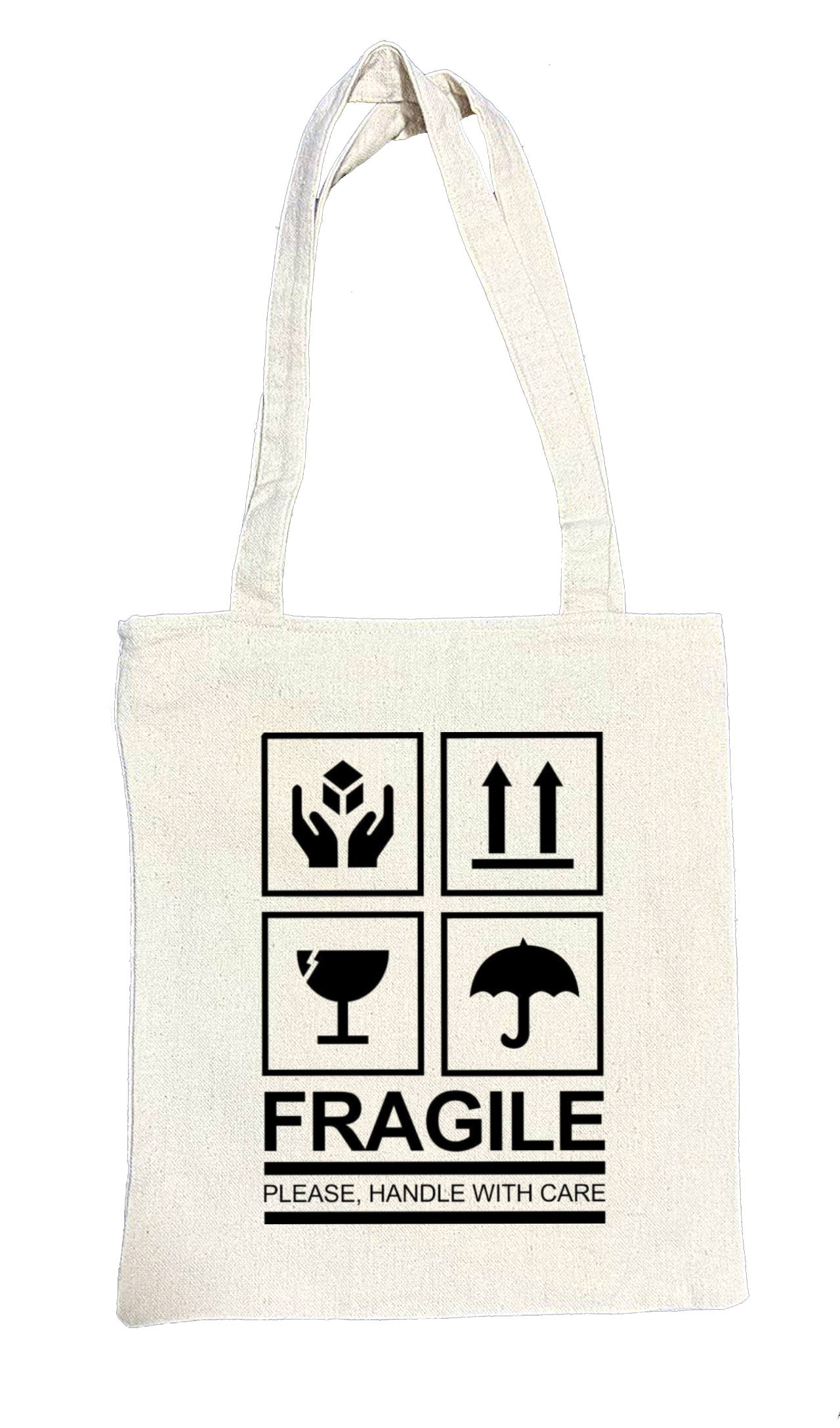 FRAGILE Back text tote bag beige 87