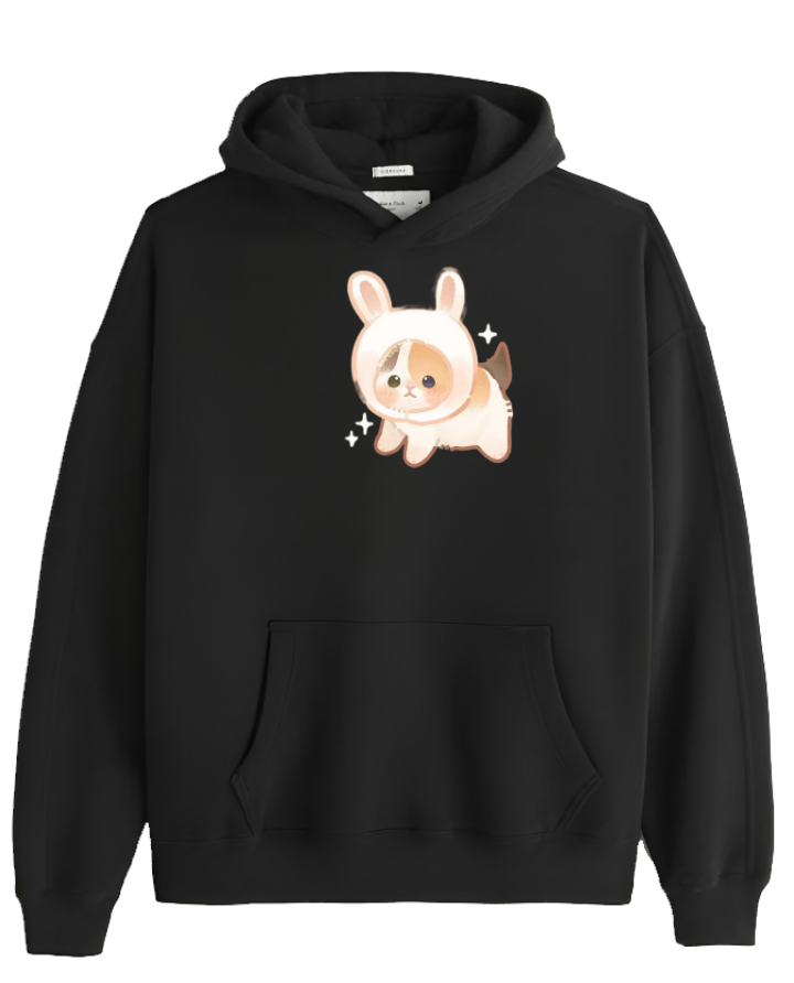 cat Oversize Hoodie Black 89