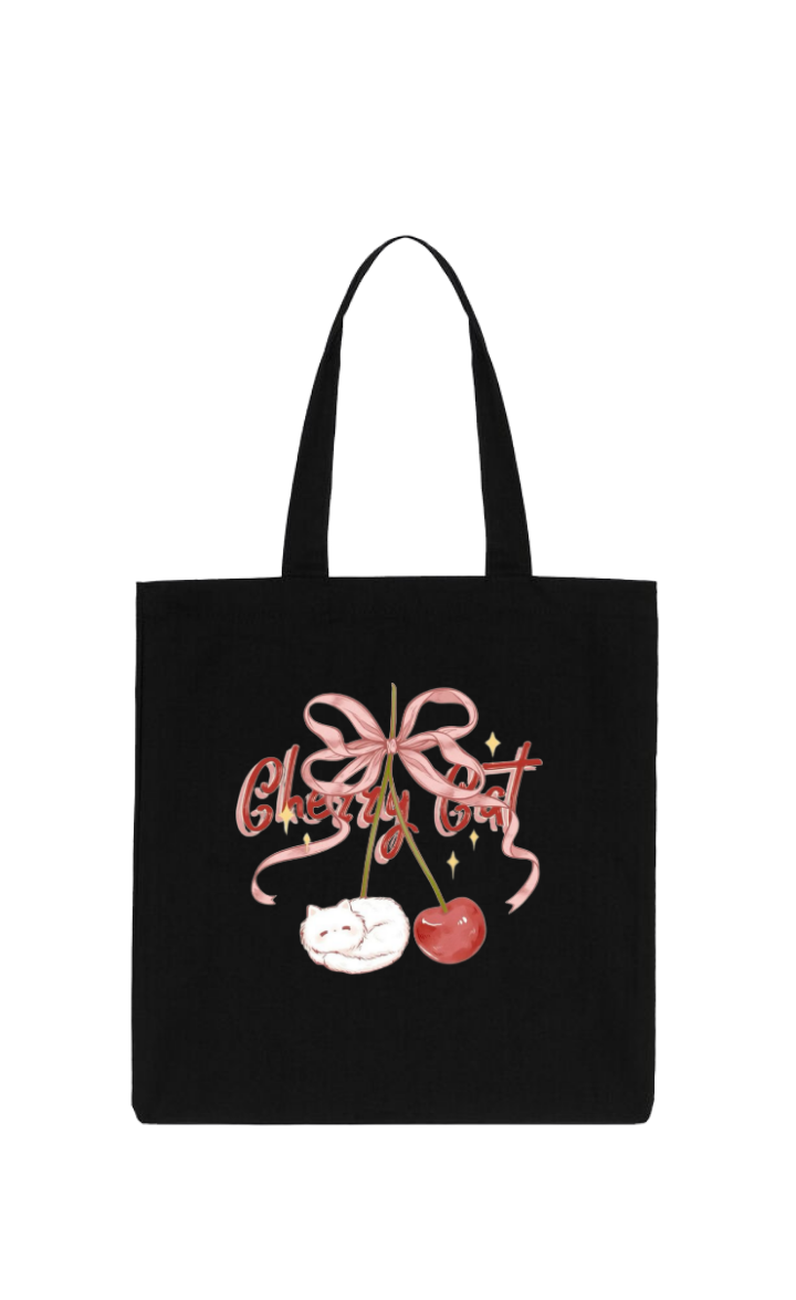 Cherry Cat tote bag Black 89