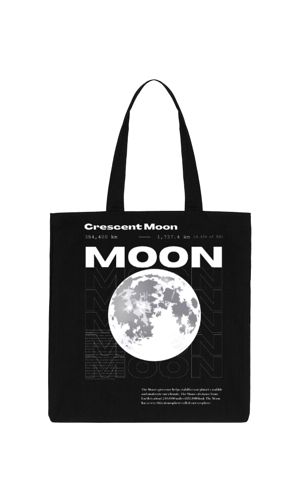 MOON Back text tote bag Black 86