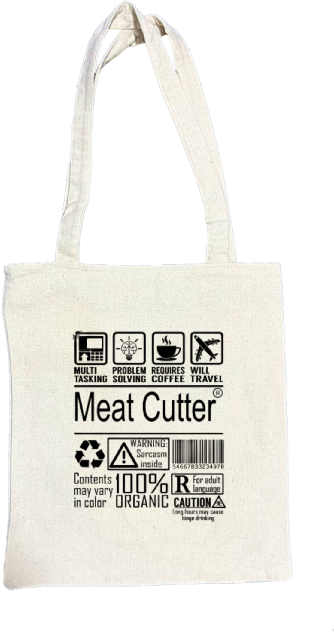 Meat Cutter Back text tote bag beige 116