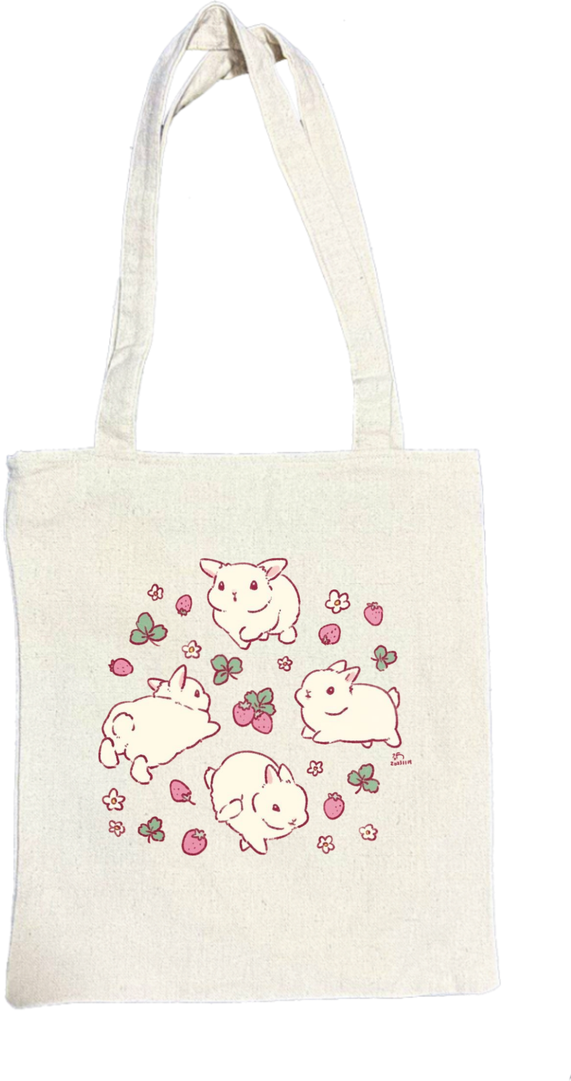 Kawaii Bunny Red tote bag beige 67