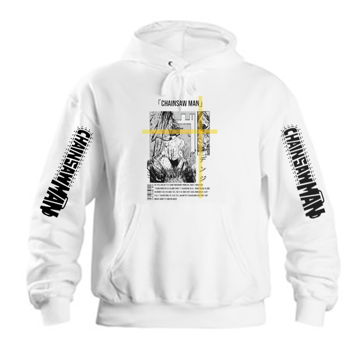 Chainsaw Man One Size hoodie White Back 3