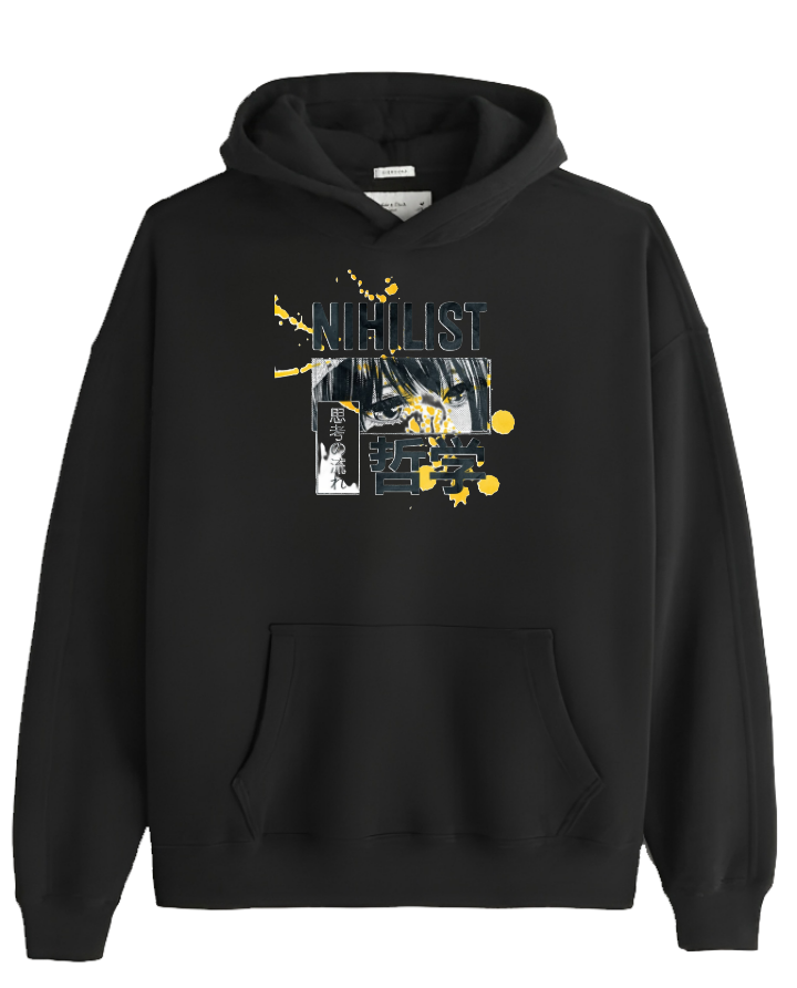 RANDOM ANIME GIRL Oversize Hoodie Black 8