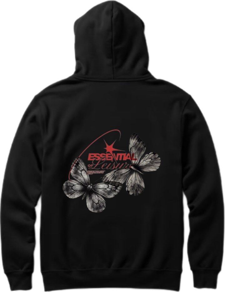 butterflies Oversize Hoodie Black Back 8