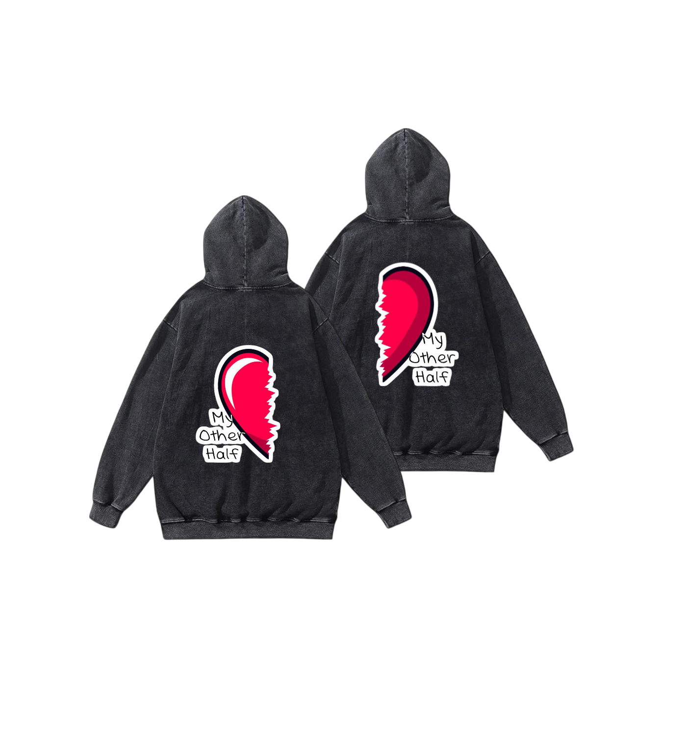 VaIentine coupIe Oversize Hoodie Washed gray Cables Back 8