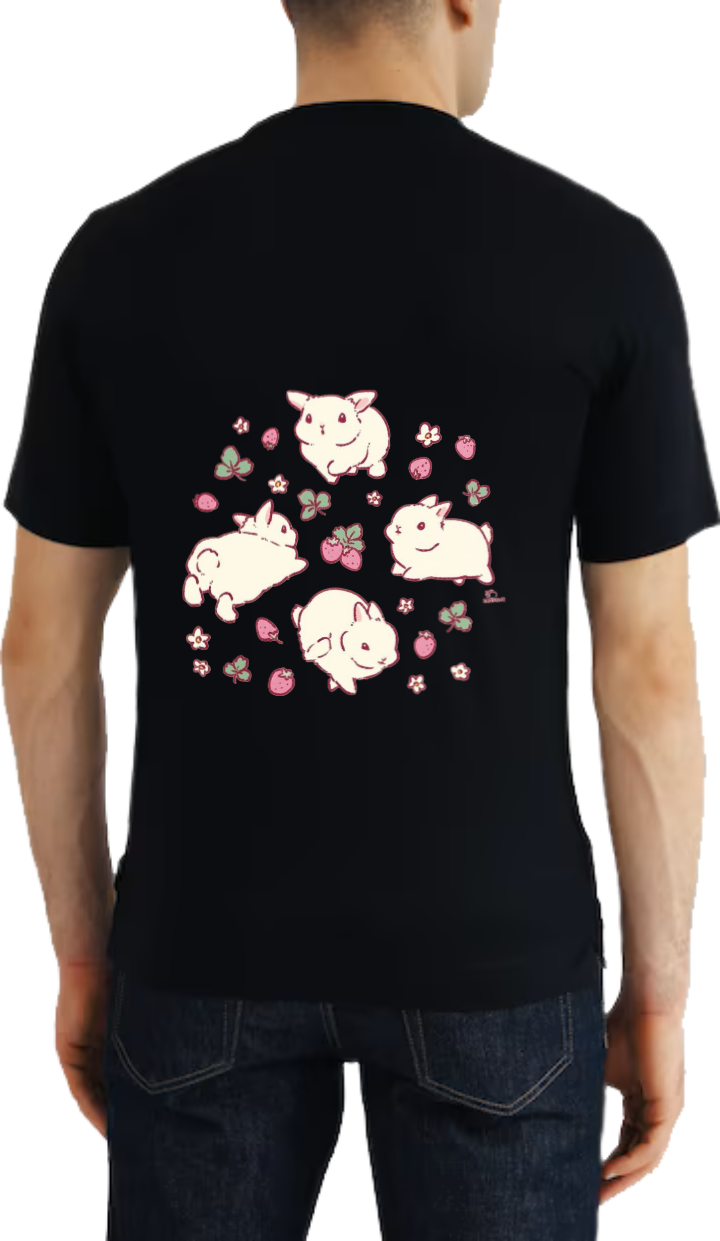 Kawaii Rabbit Design t- shirt Over Size Black Back 64