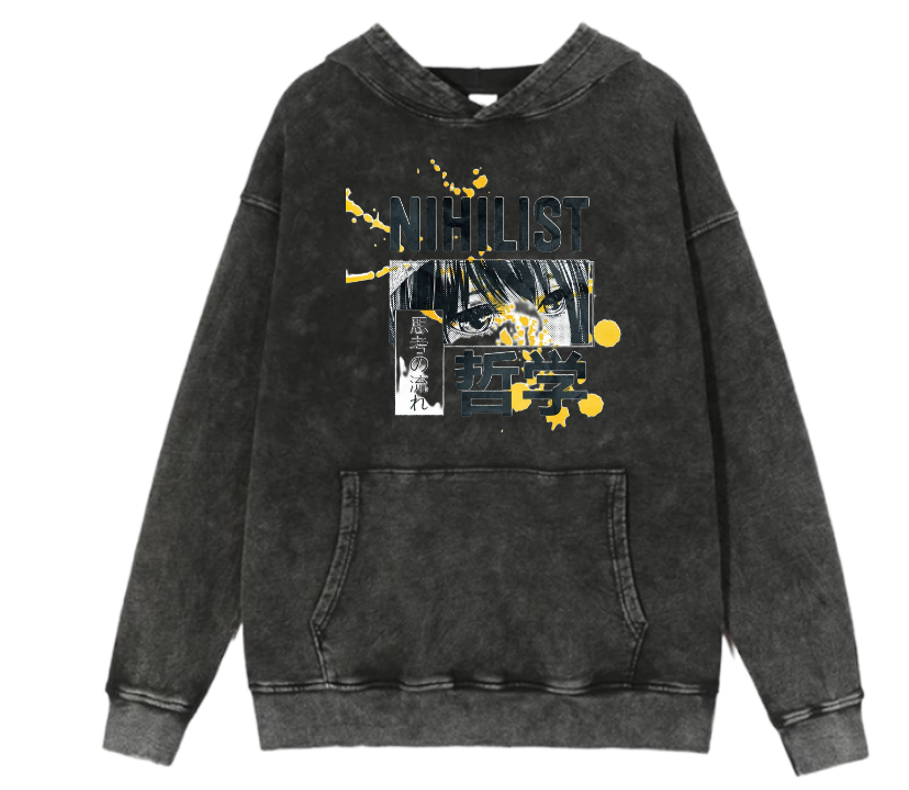 RANDOM ANIME GIRL Oversize Hoodie Washed gray 8