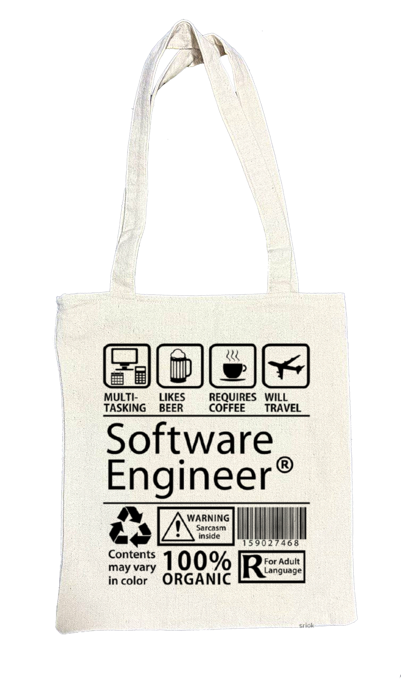 Software Engineer Back text tote bag beige 8