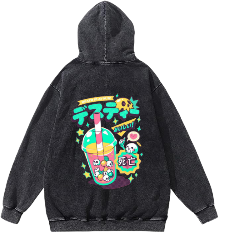 Death Flavour Over Size hoodie Washed Back 8