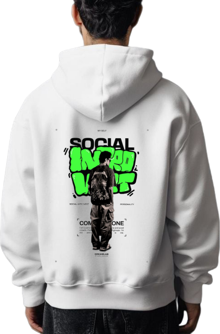 SOCIAL Over Size hoodie White Back 56