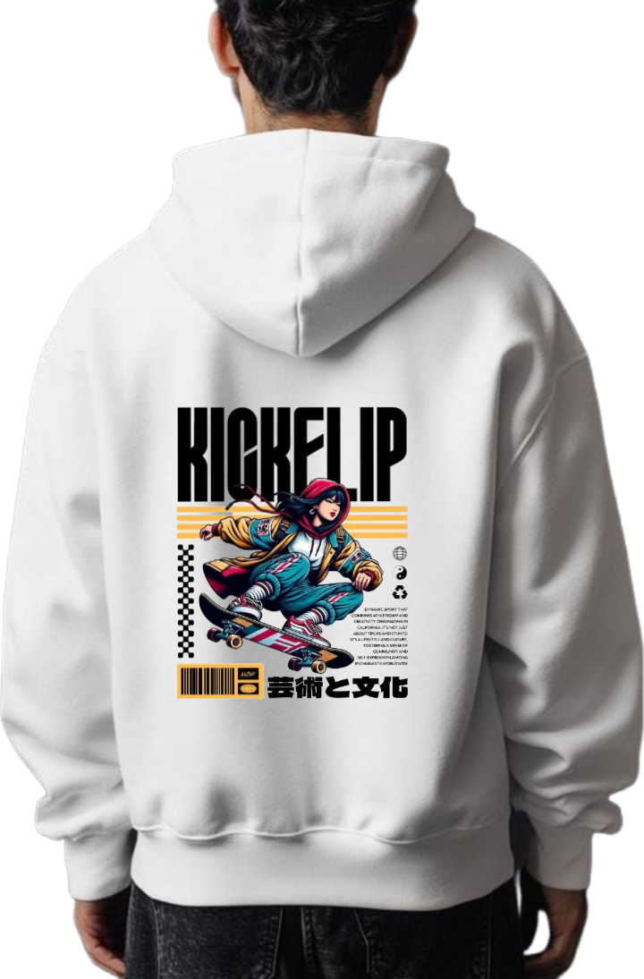 KICKFLIP Over Size hoodie White Back 28