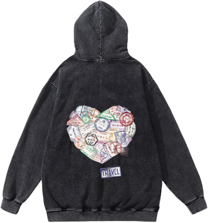 travel travellar Oversize Hoodie Washed gray Back 8