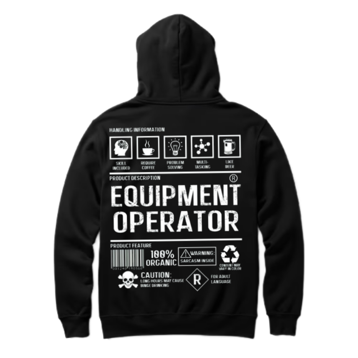 EQUIPMENT OPERATOR Back text oversize hoodie back 8