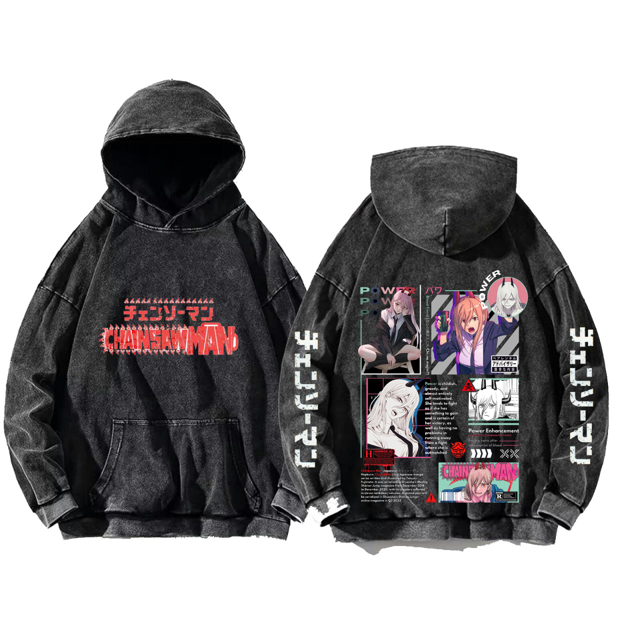 Chainsaw Man One Size hoodie Washed Back 8