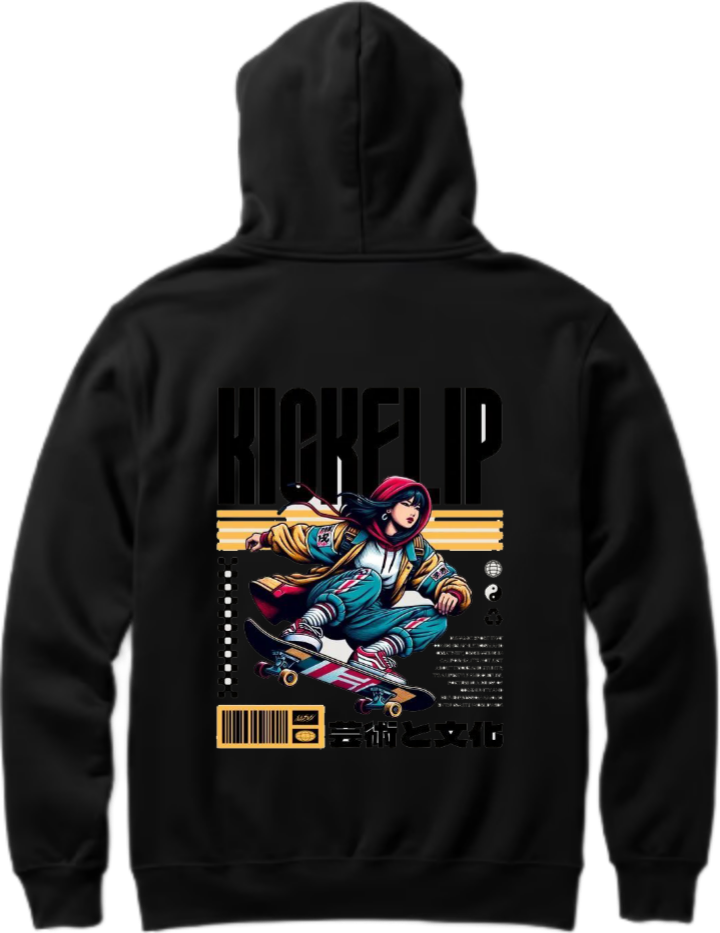 KICKEL IP Over Size hoodie Black Back 28