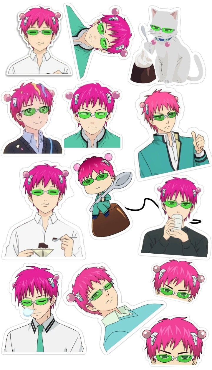 Saiki Kusuo Anime Stickers Pack, Cute Psychic Character, Coffee Jelly, and Aesthetic Theme Stickers for Journaling, Scrapbooking, Water Bottles, Laptop, and Planner Decals