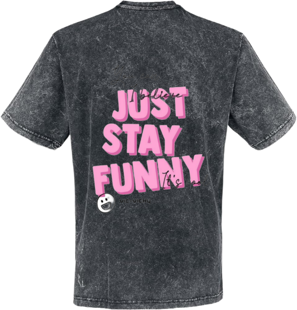 JUST STAY FUNNY t- shirt One Size Washed Back 90