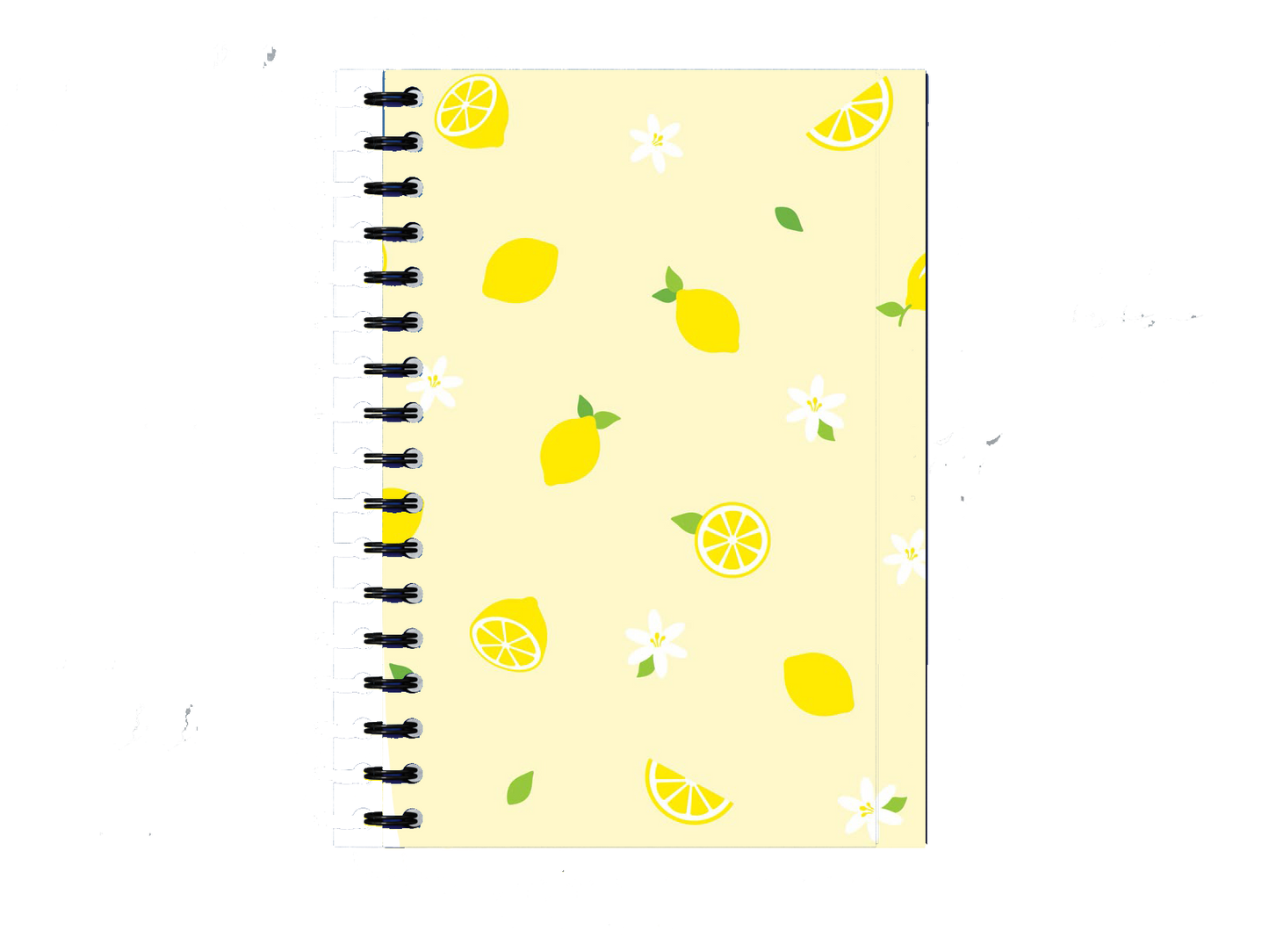 Yellow lemons and small white flowers Notebook A5 91
