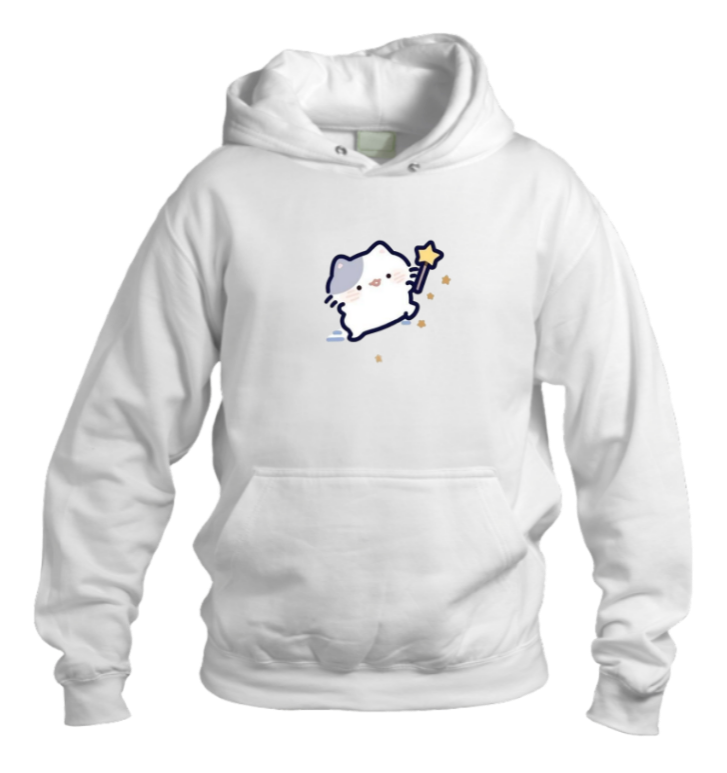 cat Oversize Hoodie White 92