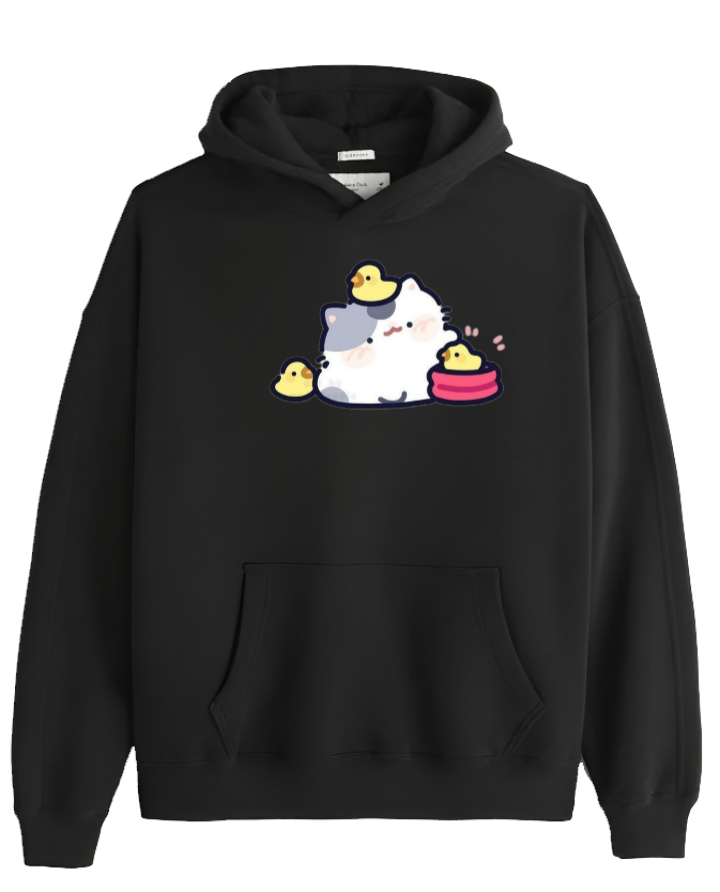 cat Oversize Hoodie Black 93