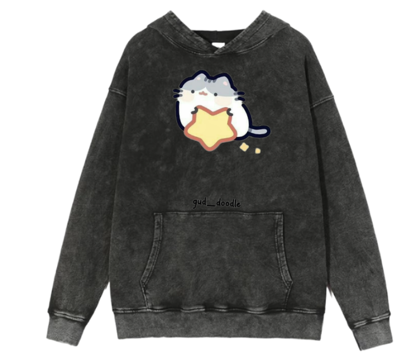 cat Oversize Hoodie Washed 93