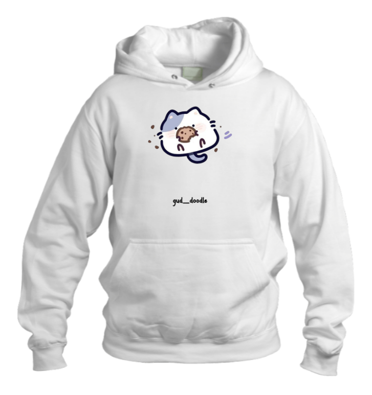 cat Oversize Hoodie White 94
