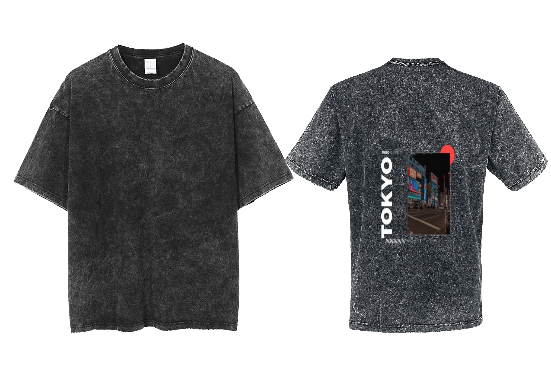 TOKYO Back text One Size t- shirt Washed Back 72