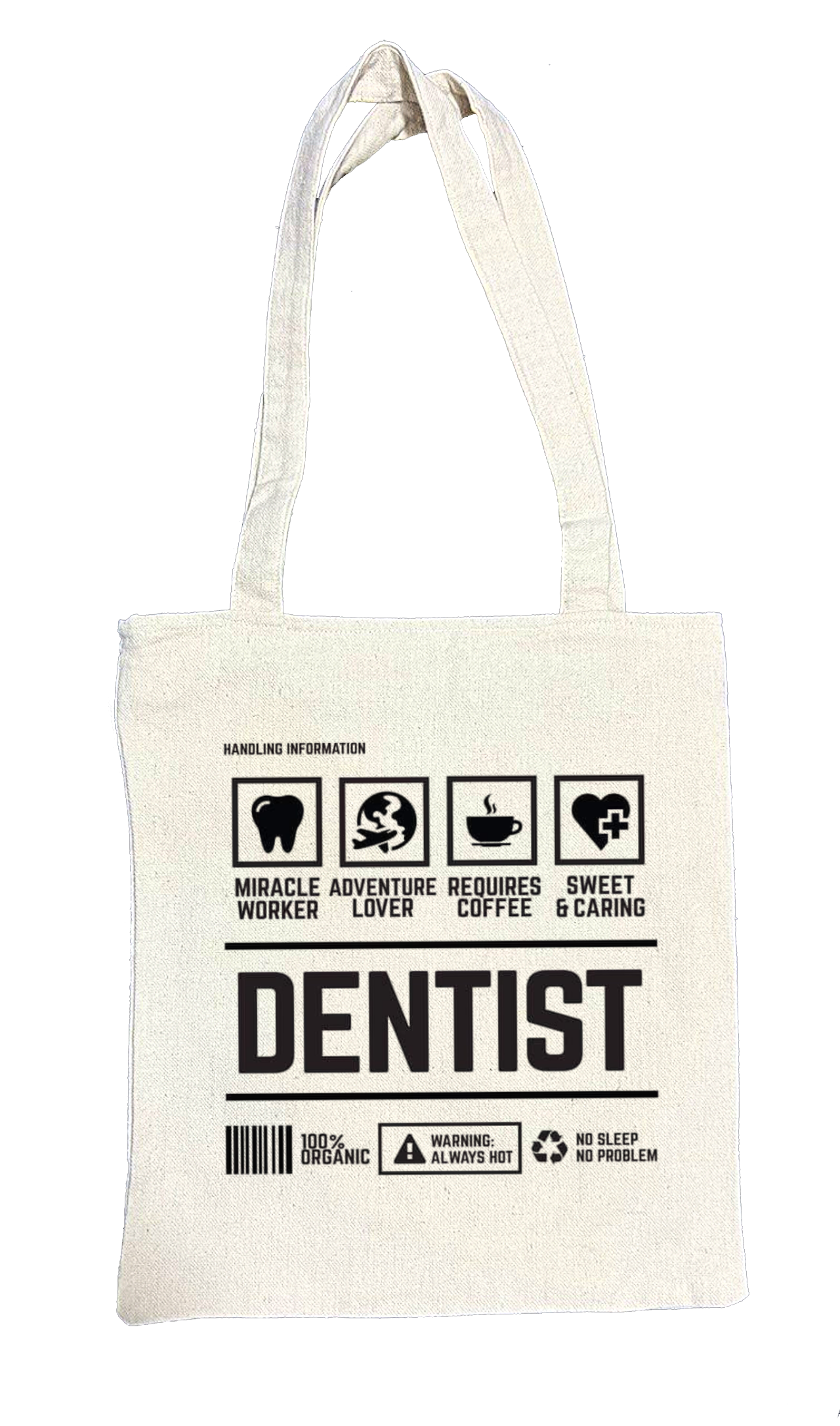 DENTIST Back text tote bag beige 93