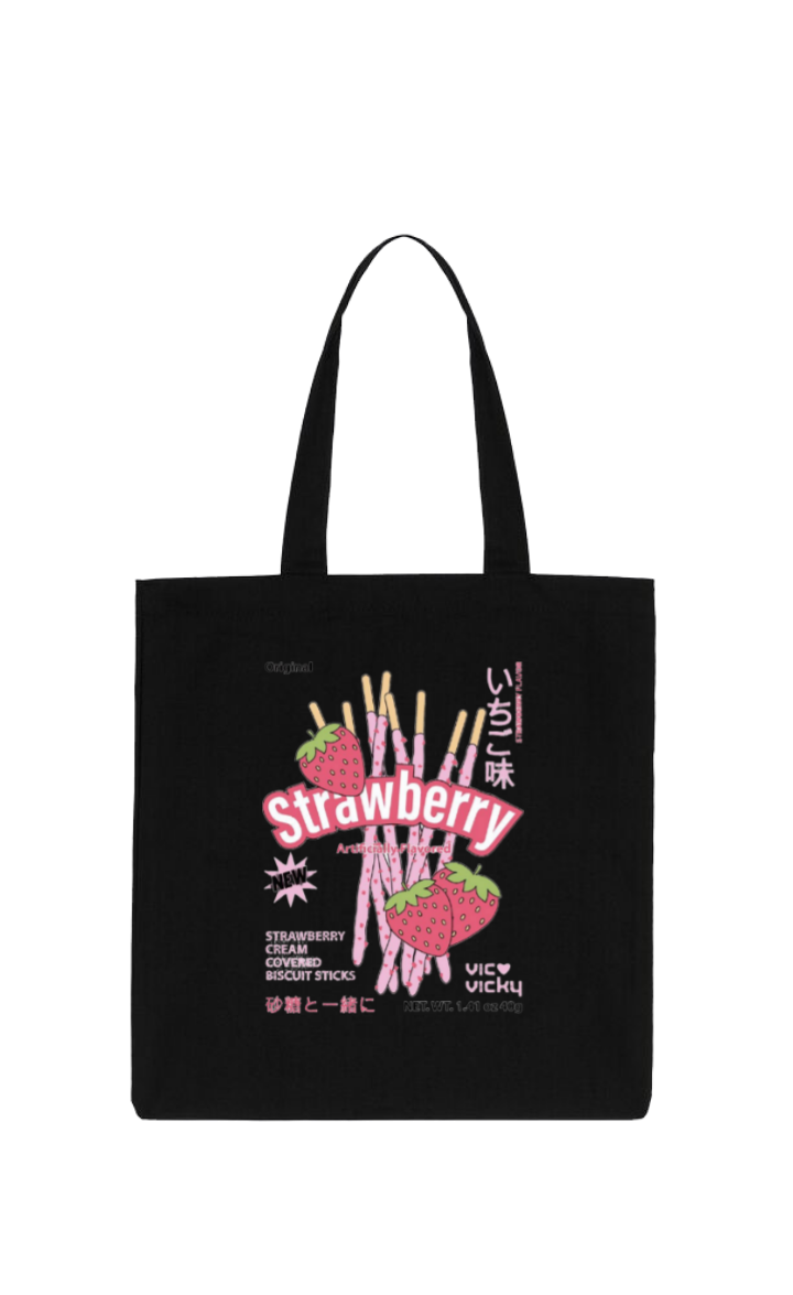Strawberry Ar tote bag Black 96