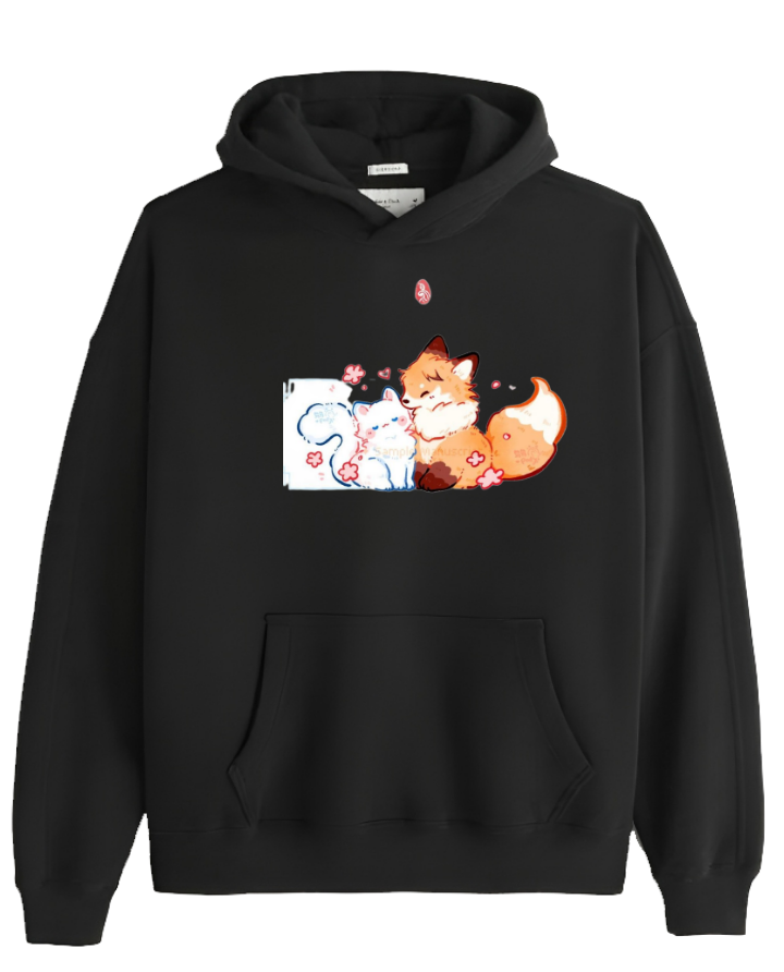 cat Oversize Hoodie Black 96