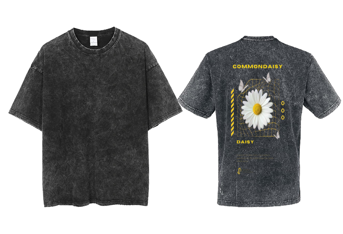 COMMONDAISY Back text One Size t- shirt Washed Back 74