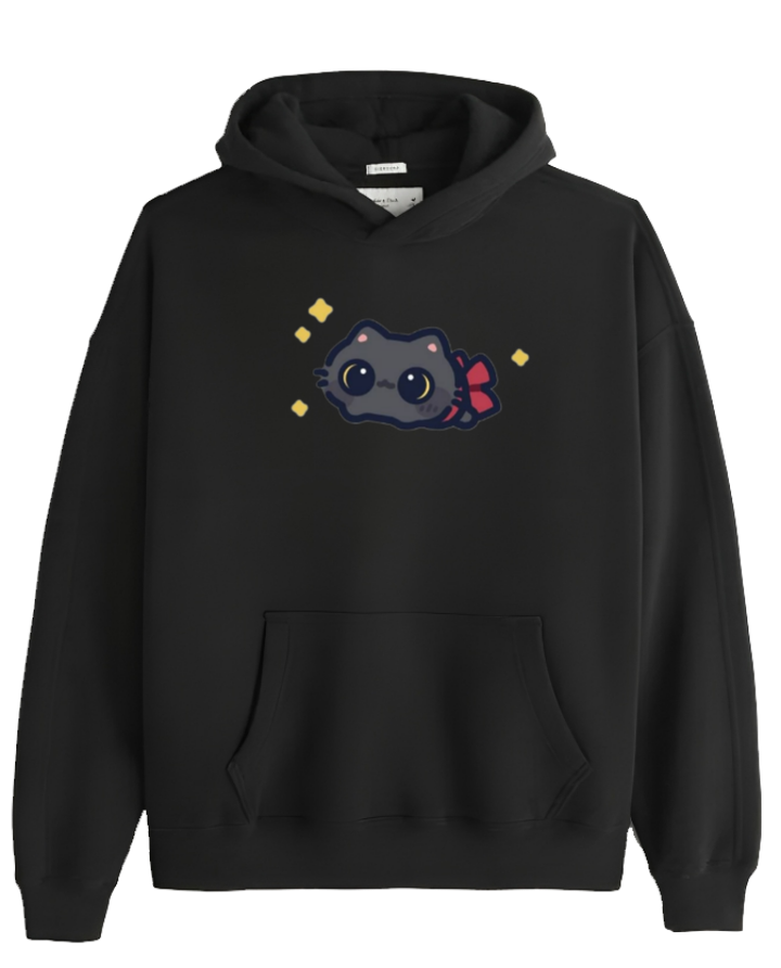 cat Oversize Hoodie Black 97