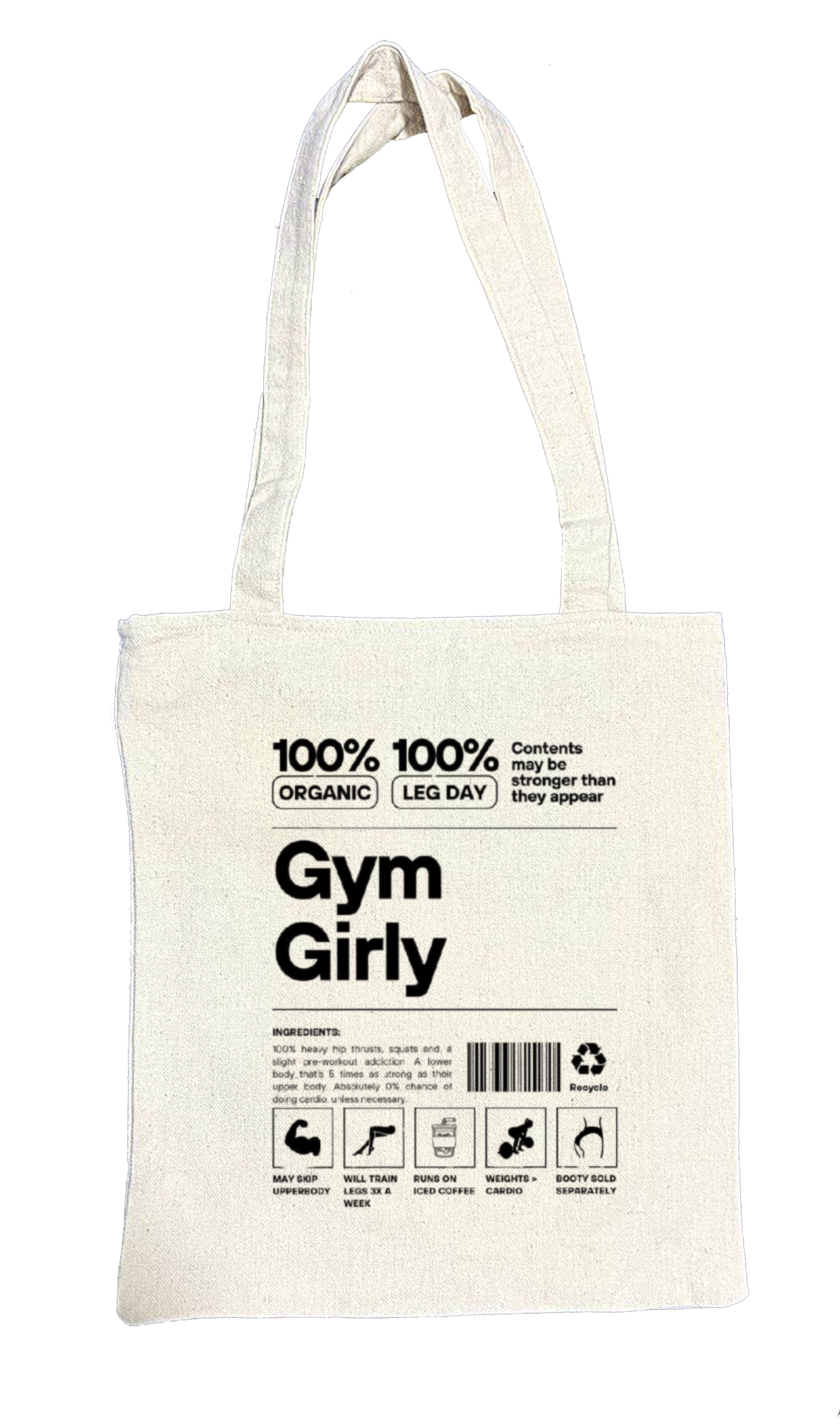 Gym Girly Back text tote bag beige 95
