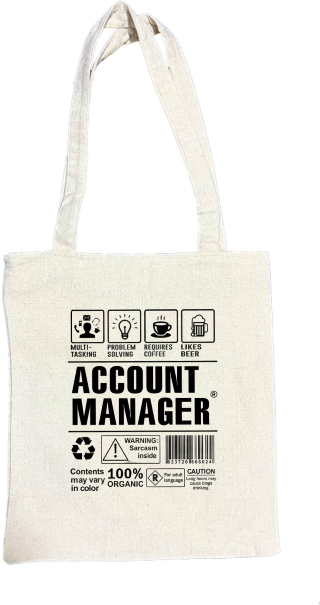 ACCOUNT MANAGER Back text tote bag beige 117