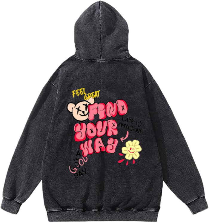 Find Your Way Over Size hoodie Washed Back 92