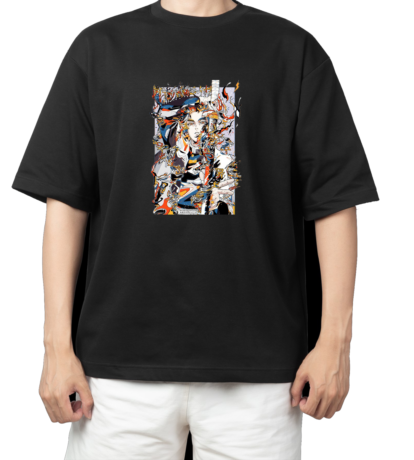 Anime Demon slayer nezuko tanjiro t- shirt Oversize Black 9
