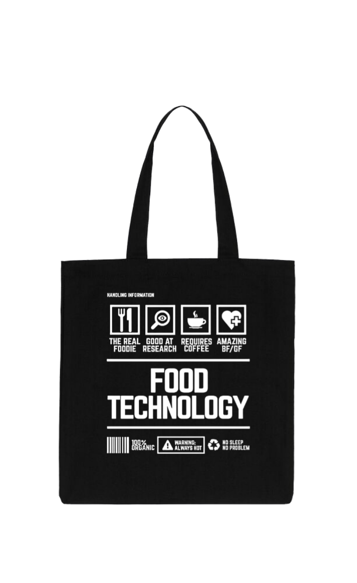 FOOD TECHNOLOGY Back text tote bag Black 124